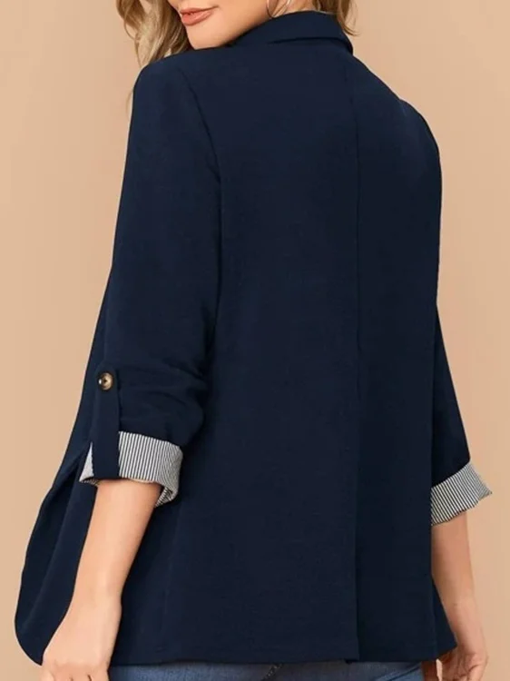 Women's Spring/Fall Outerwear Casual Color Block Long Sleeve Regular Blazer