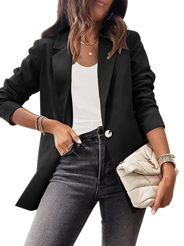 Women's Spring/Fall Outerwear Casual Plain Long Sleeve Regular Blazer