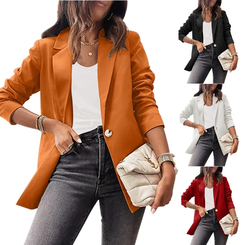 Women's Spring/Fall Outerwear Casual Plain Long Sleeve Regular Blazer