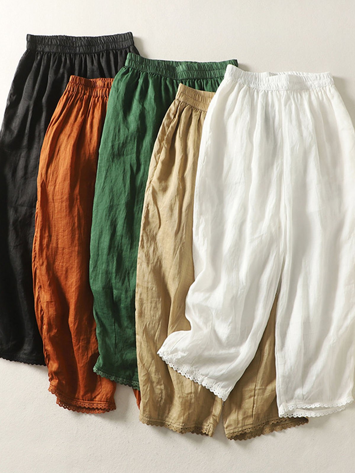 Women's Trousers Daily Going Out Casual Cotton Plain Spring/Fall Pants