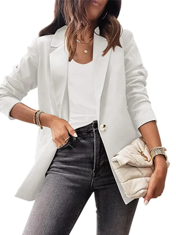 Women's Spring/Fall Outerwear Casual Plain Long Sleeve Regular Blazer