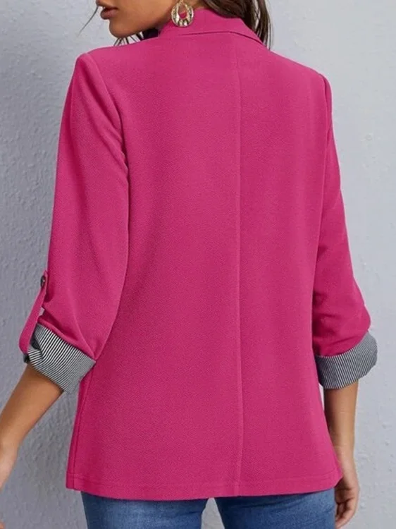 Women's Spring/Fall Outerwear Casual Color Block Long Sleeve Regular Blazer