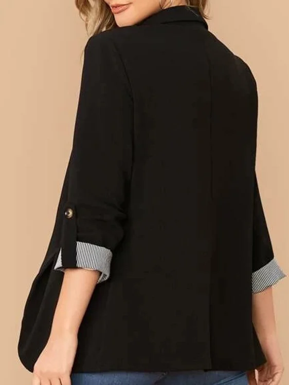 Women's Spring/Fall Outerwear Casual Color Block Long Sleeve Regular Blazer