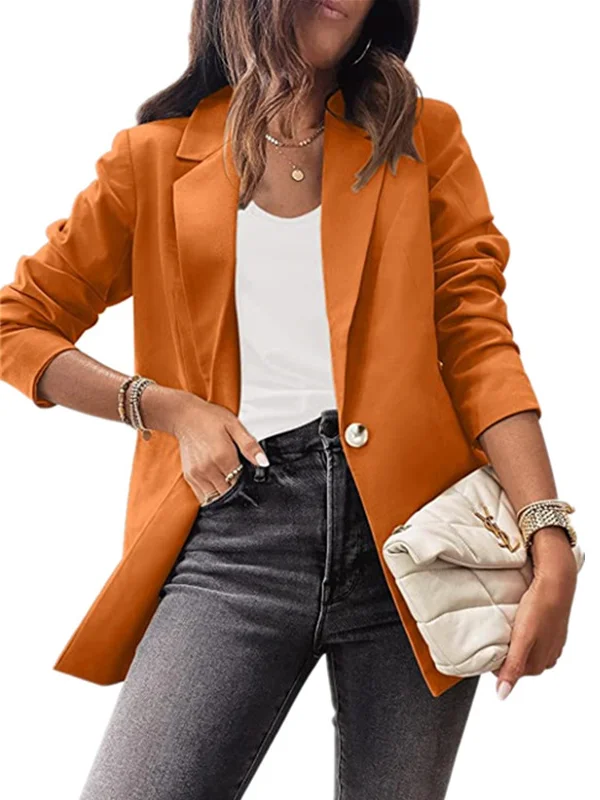 Women's Spring/Fall Outerwear Casual Plain Long Sleeve Regular Blazer