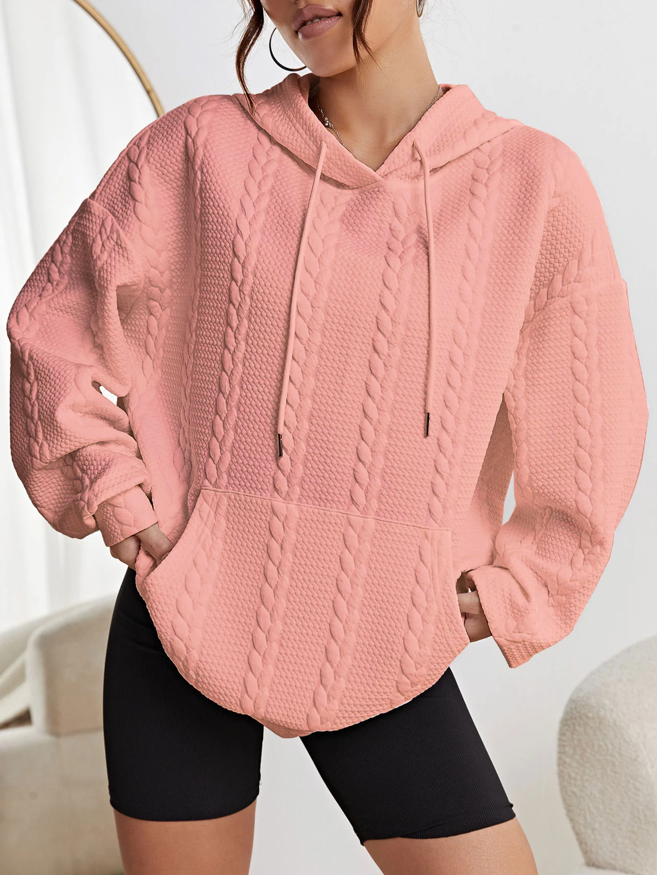 Women's Plain Spring/Fall Long Sleeve Casual Daily Hoodie