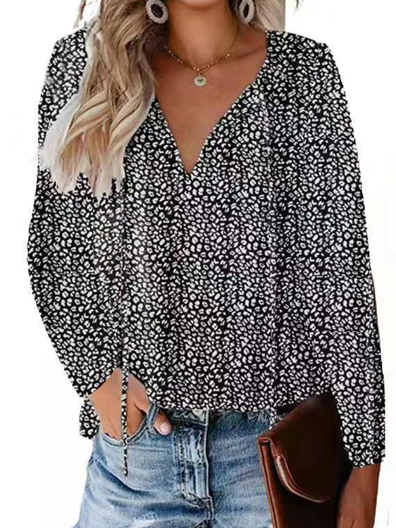 Women's Long Sleeve Blouse Spring/Fall Ditsy Floral V Neck Daily Going Out Casual Top