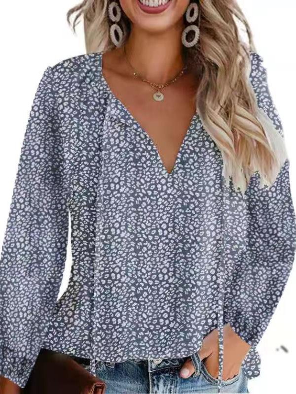 Women's Long Sleeve Blouse Spring/Fall Ditsy Floral V Neck Daily Going Out Casual Top