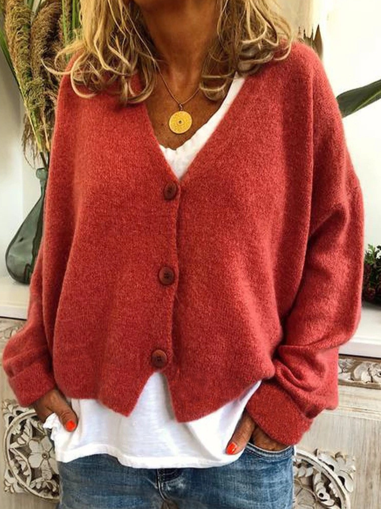 Women's Casual Winter Plain Wool/Knitting Cardigan