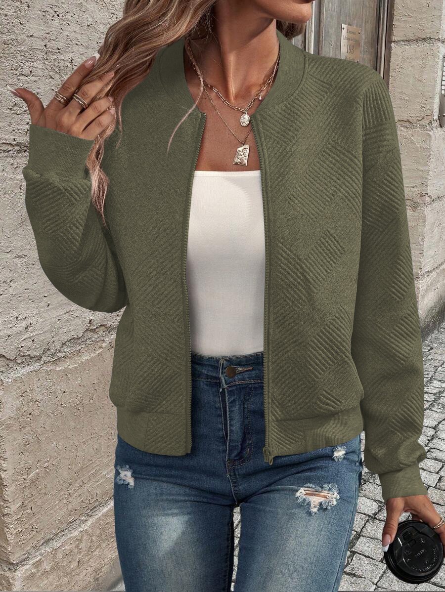 Women's Spring/Fall Outerwear Casual Plain Long Sleeve Hoodie Jacket