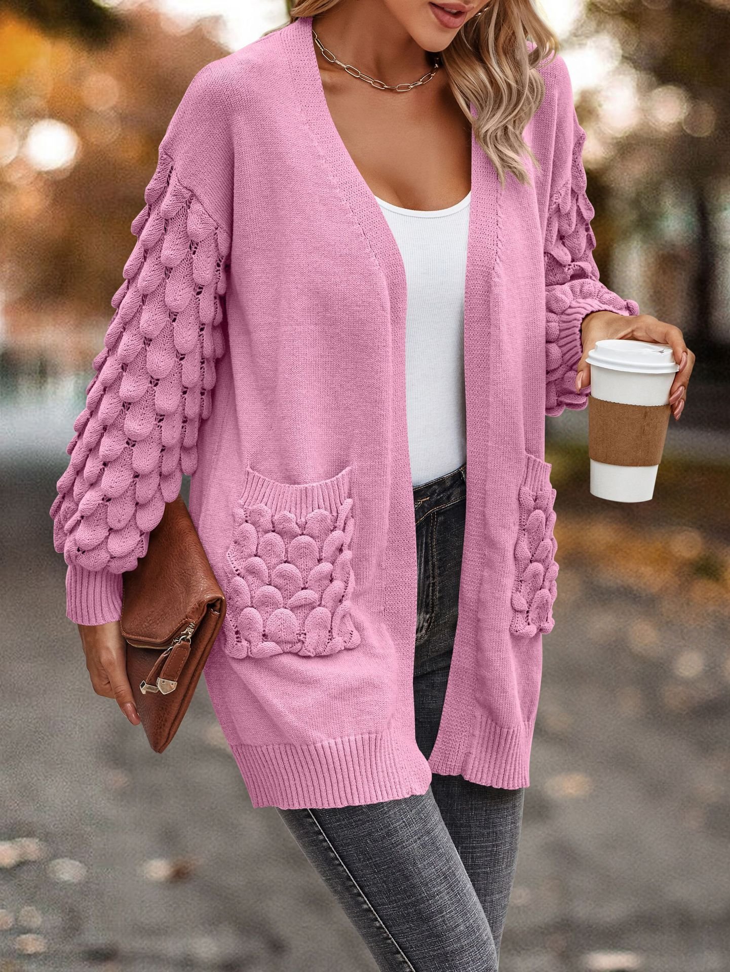 Women's Casual Winter Plain Wool/Knitting Cardigan