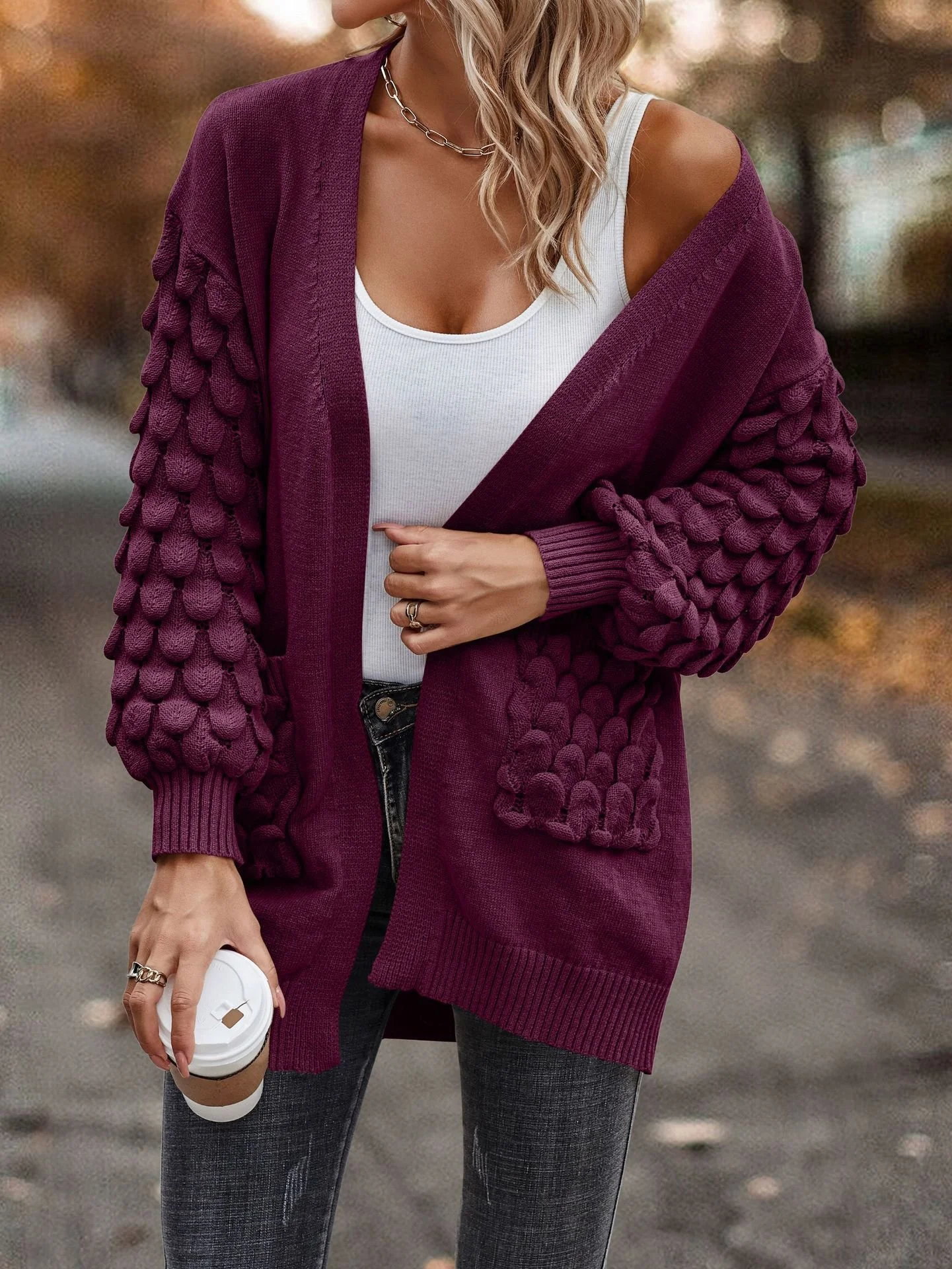 Women's Casual Winter Plain Wool/Knitting Cardigan