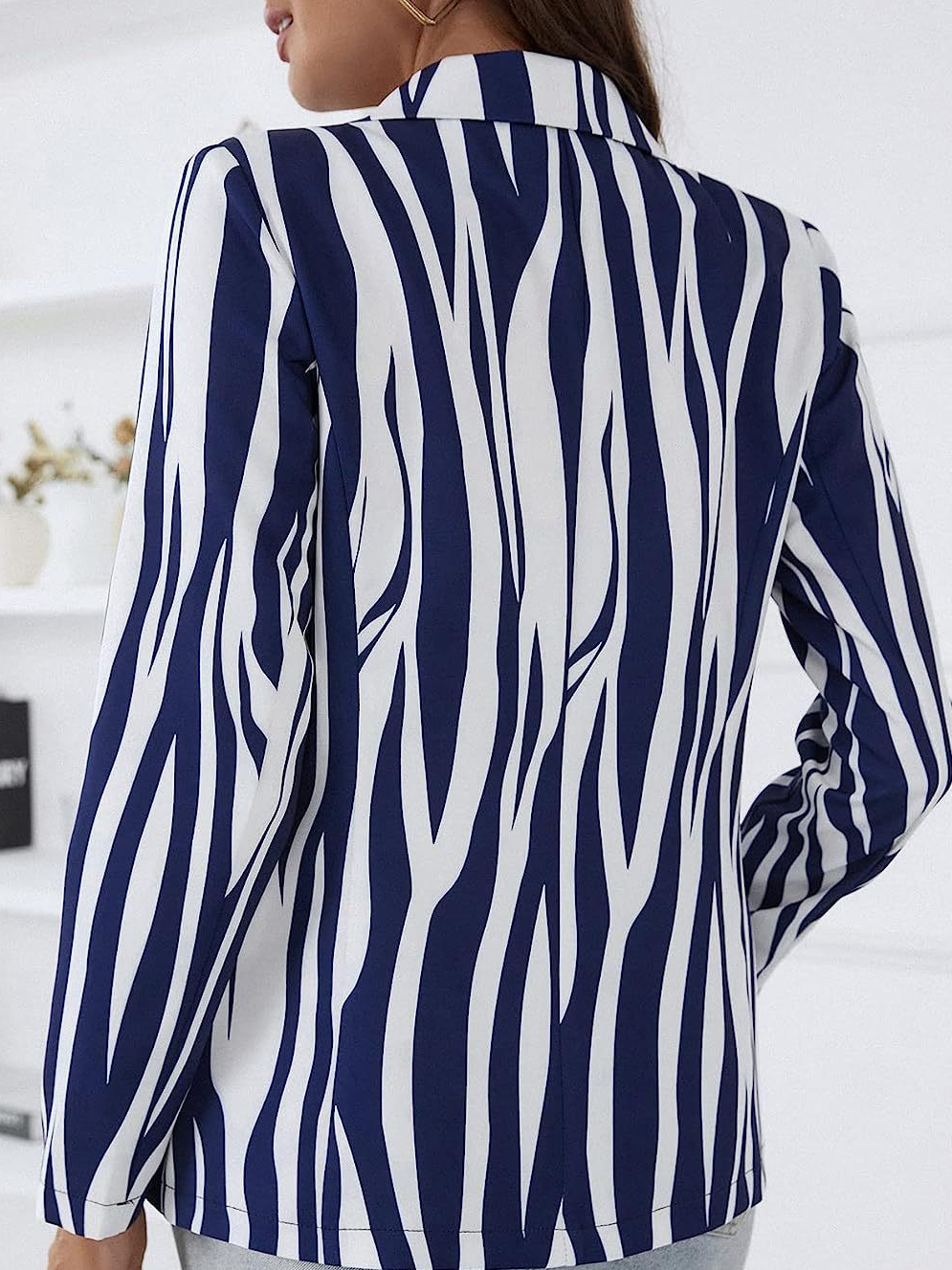 Women's Spring/Fall Outerwear Casual Striped Long Sleeve Regular Blazer