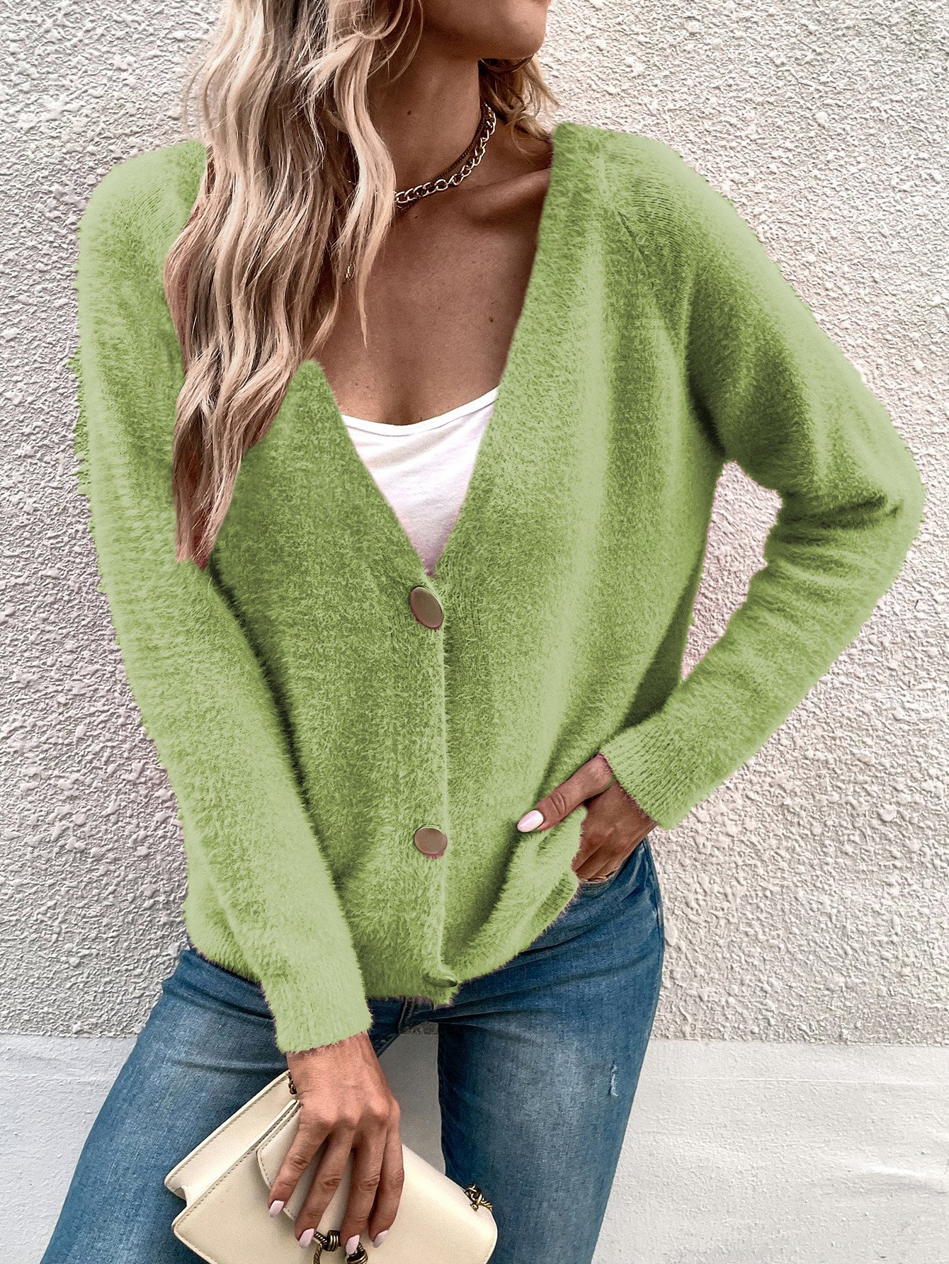 Women's Casual Winter Plain Wool/Knitting Cardigan