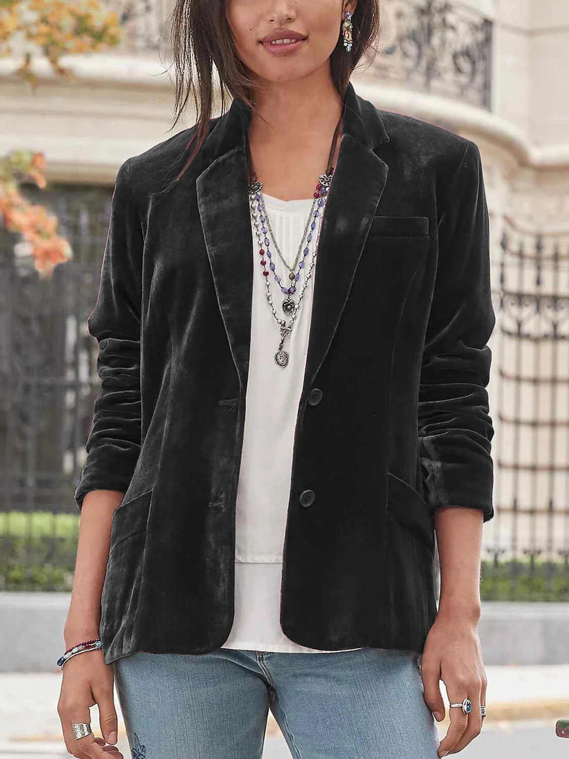 Women's Spring/Fall Outerwear Casual Plain Long Sleeve Regular Blazer