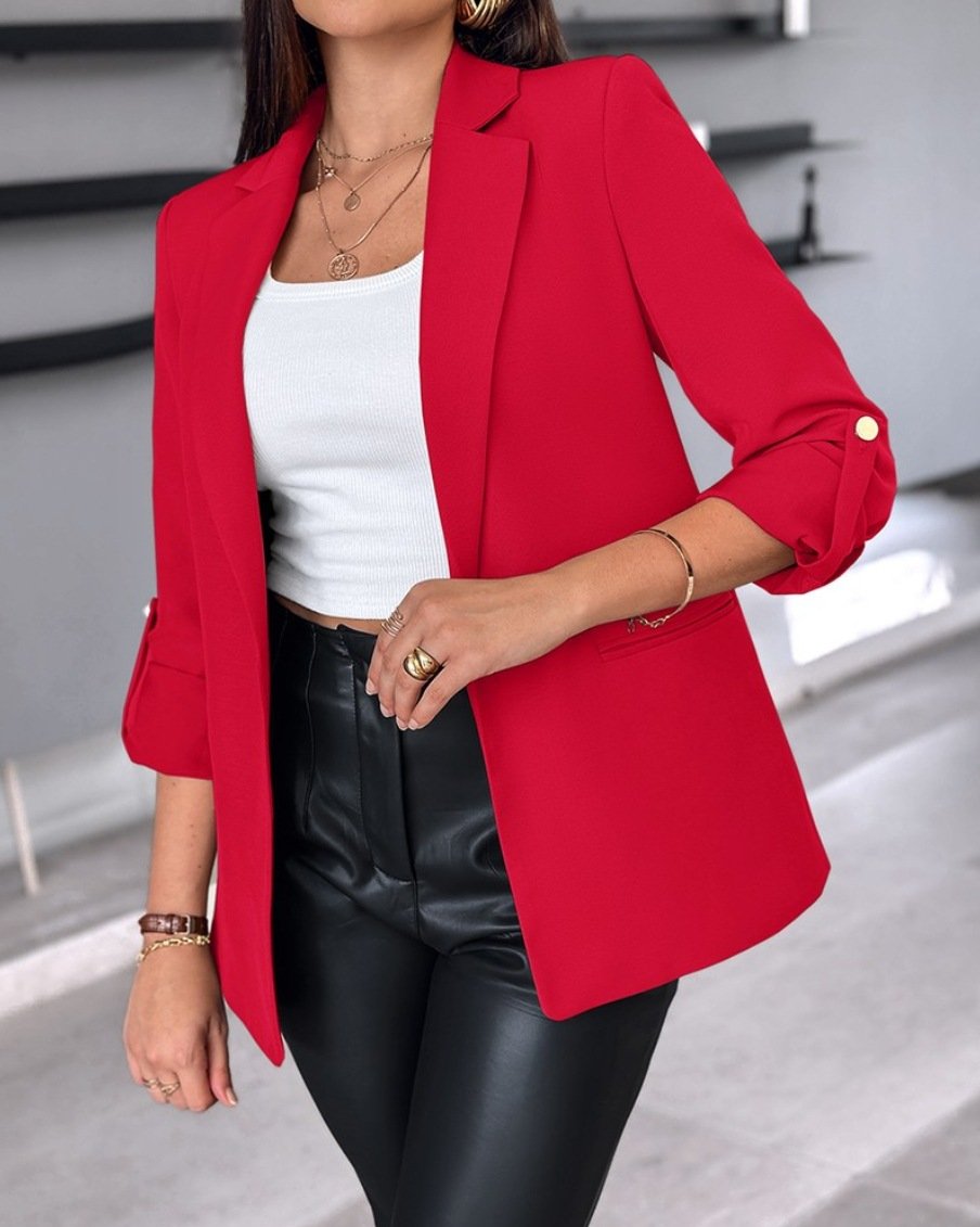 Women's Spring/Fall Outerwear Casual Plain Long Sleeve Regular Blazer