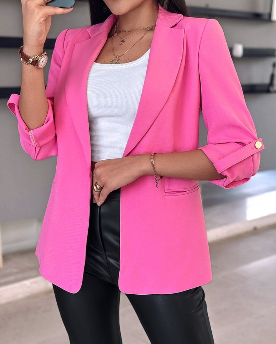 Women's Spring/Fall Outerwear Casual Plain Long Sleeve Regular Blazer