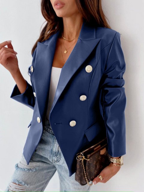 Women's Spring/Fall Outerwear Casual Plain Long Sleeve Regular Blazer