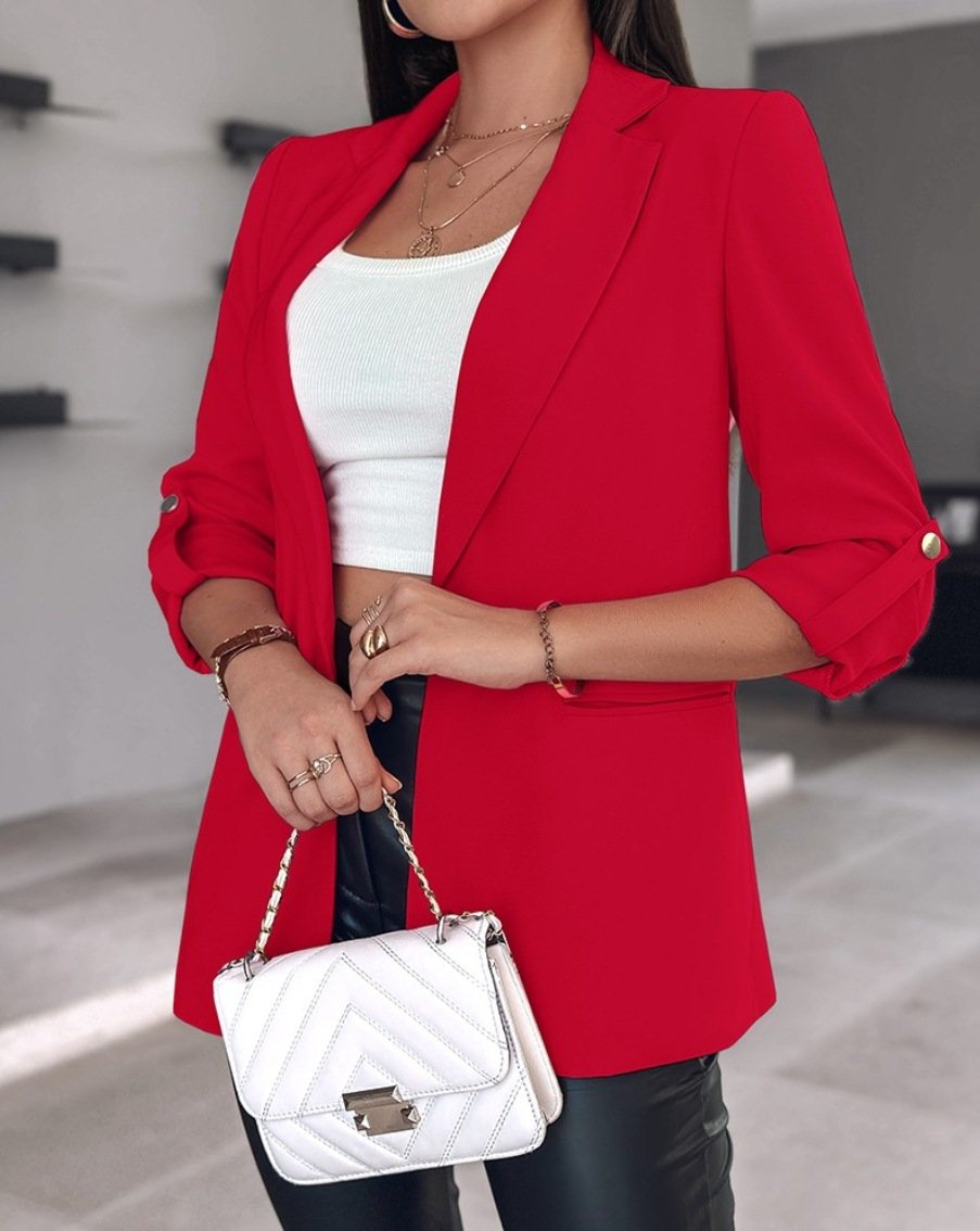 Women's Spring/Fall Outerwear Casual Plain Long Sleeve Regular Blazer