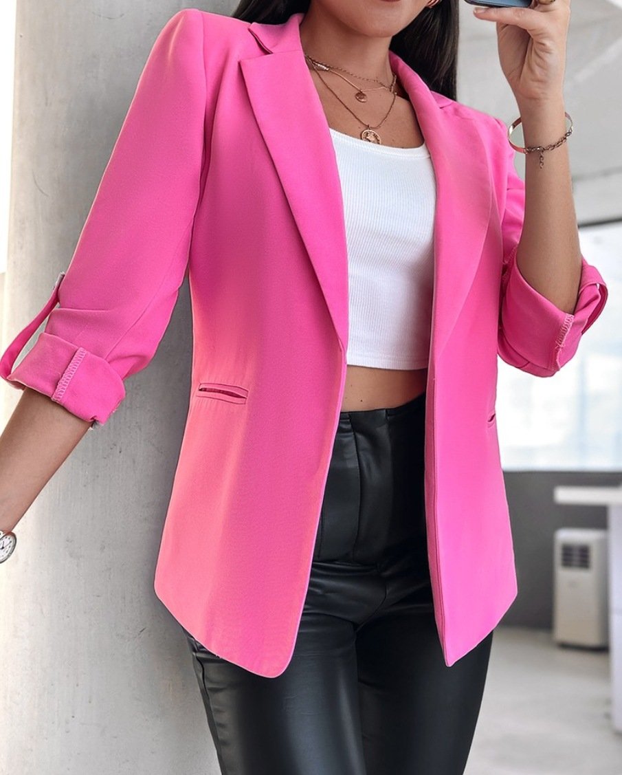 Women's Spring/Fall Outerwear Casual Plain Long Sleeve Regular Blazer