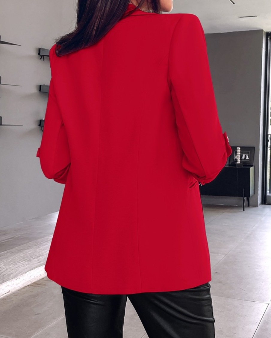 Women's Spring/Fall Outerwear Casual Plain Long Sleeve Regular Blazer