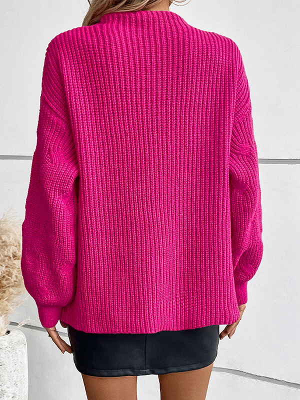 Women's Spring/Fall Plain Casual Long Sleeve Crew Neck Yarn/Wool Yarn Sweater