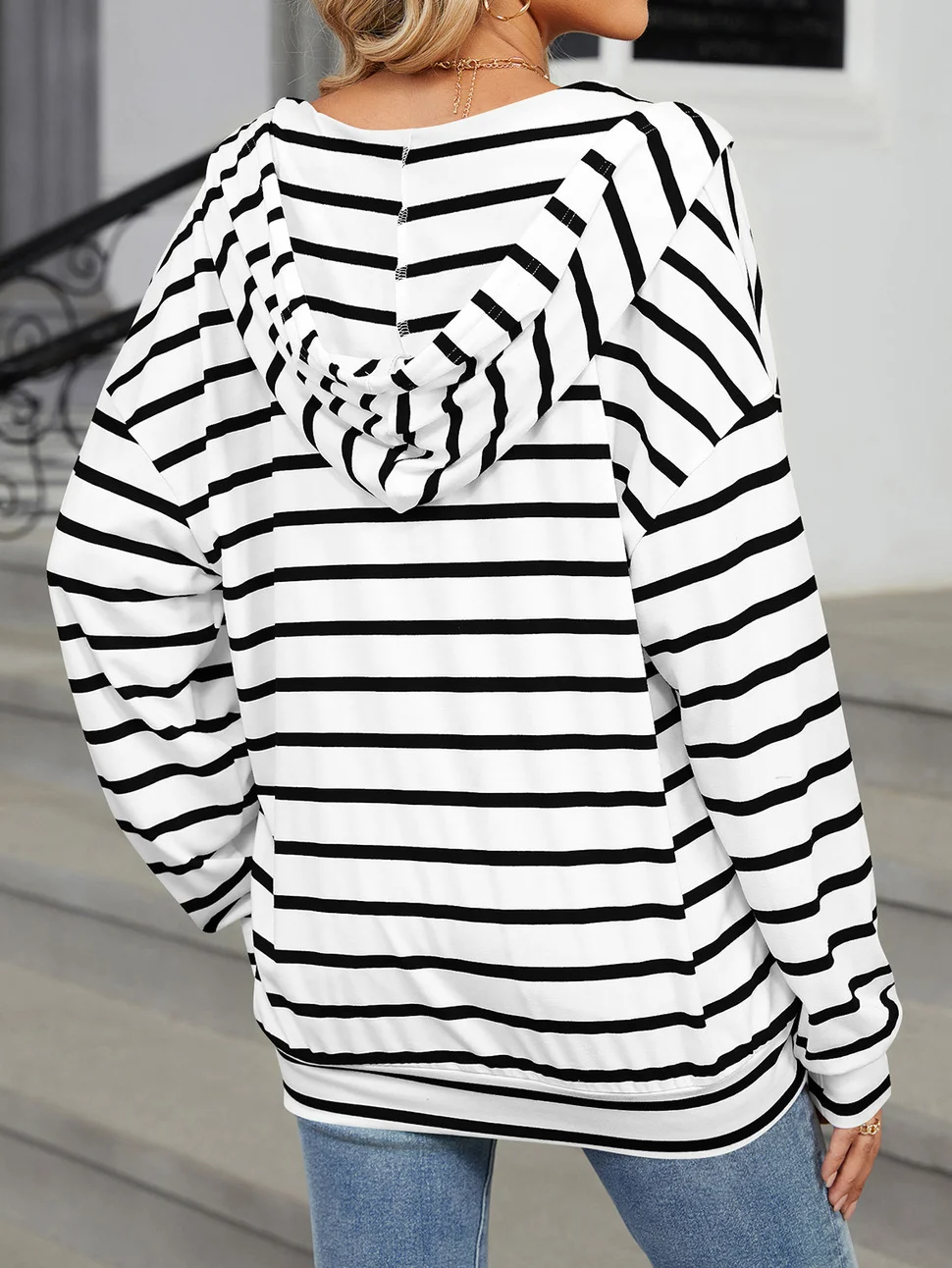 Casual Hoodie Striped Knitted Hoodie