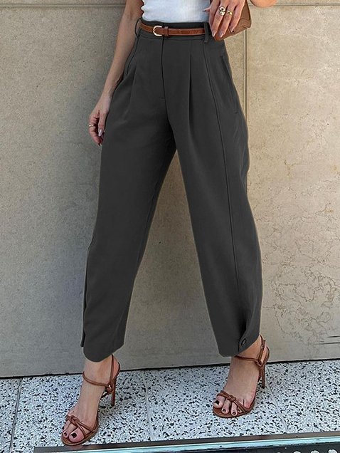 Women's Trousers Turnip Pants Daily Going Out Urban Ruched Plain Spring/Fall Pants