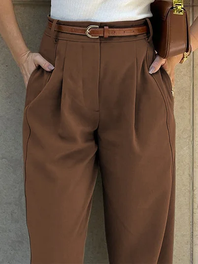 Women's Trousers Turnip Pants Daily Going Out Urban Ruched Plain Spring/Fall Pants