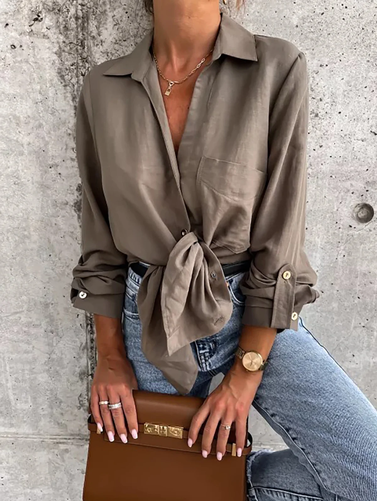 Women's Long Sleeve Shirt Spring/Fall Plain Buttoned Shirt Collar Daily Going Out Casual Top