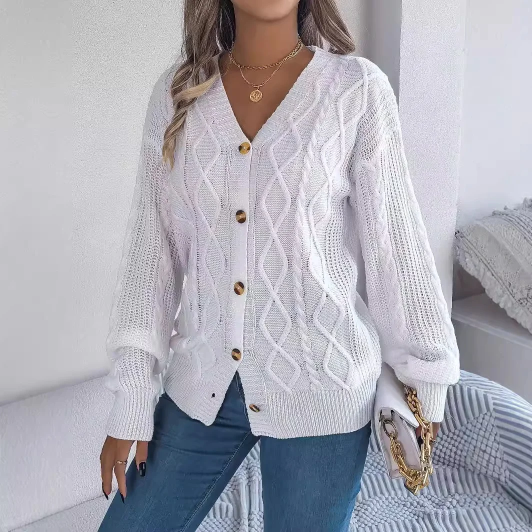 Women's Casual Spring/Fall Plain Wool/Knitting Buckle Cardigan