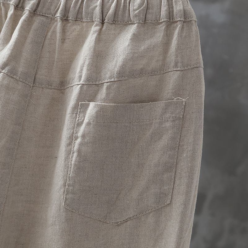 Women's Trousers Daily Going Out Casual Cotton And Linen Plain Spring/Fall Pants