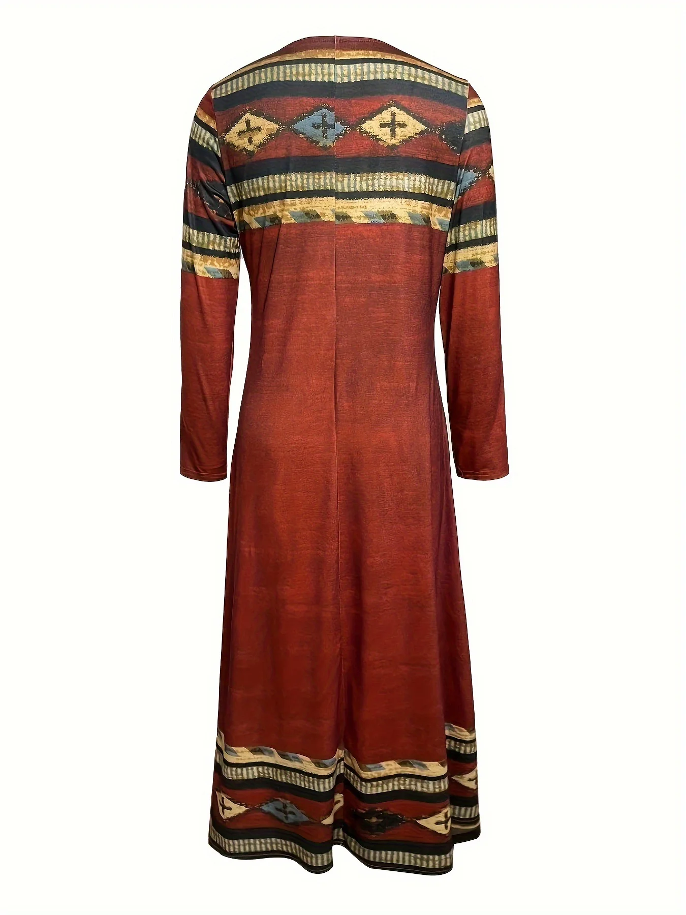 Women's Three Quarter Sleeve Spring/Fall Ethnic Jersey Dress Crew Neck Daily Going Out Casual Maxi H-Line