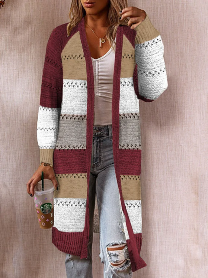 Women's Casual Winter Striped Wool/Knitting Cardigan