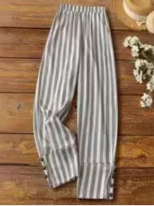 Women's Trousers Straight Pants Daily Going Out Casual Striped Spring/Fall Pants