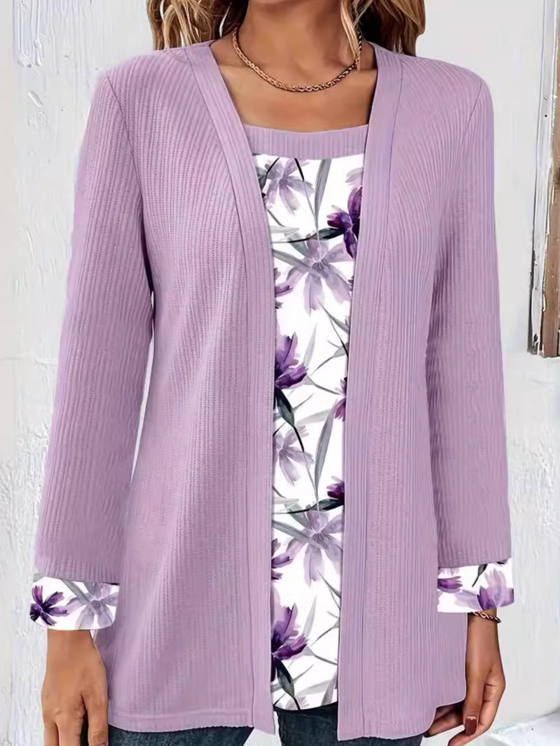 Women's Long Sleeve Blouse Spring/Fall Floral Jersey Square Neck Daily Going Out Casual Top