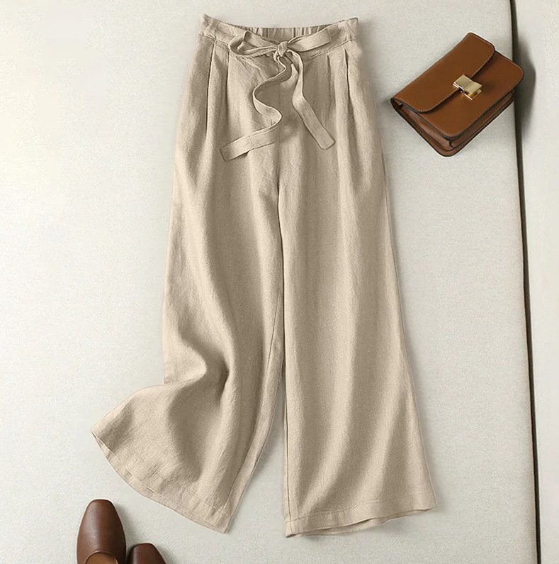 Women's Trousers Straight Pants Daily Going Out Casual Cotton And Linen Ethnic Spring/Fall Pants