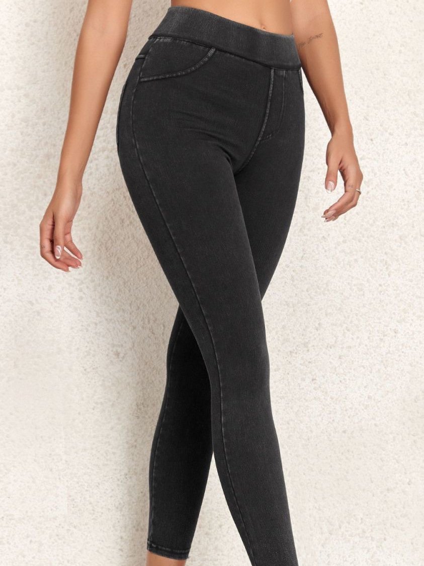 Women's Casual Plain Denim All Season Long Leggings