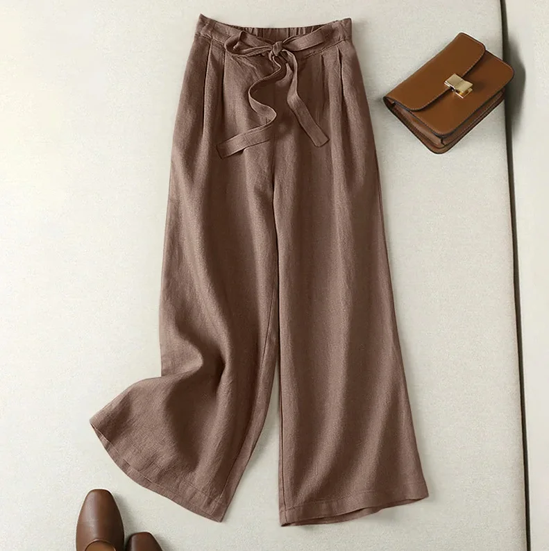 Women's Trousers Straight Pants Daily Going Out Casual Cotton And Linen Ethnic Spring/Fall Pants