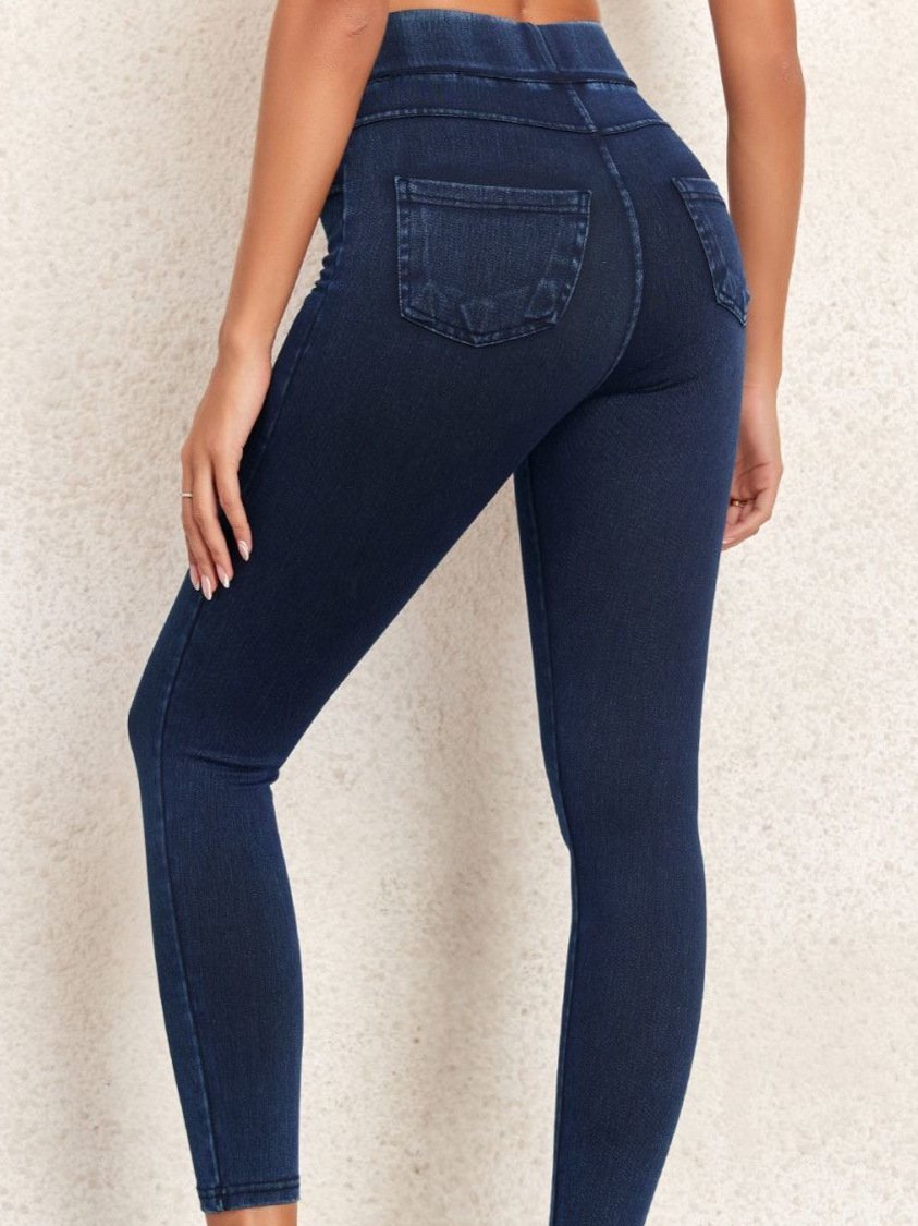 Women's Casual Plain Denim All Season Long Leggings