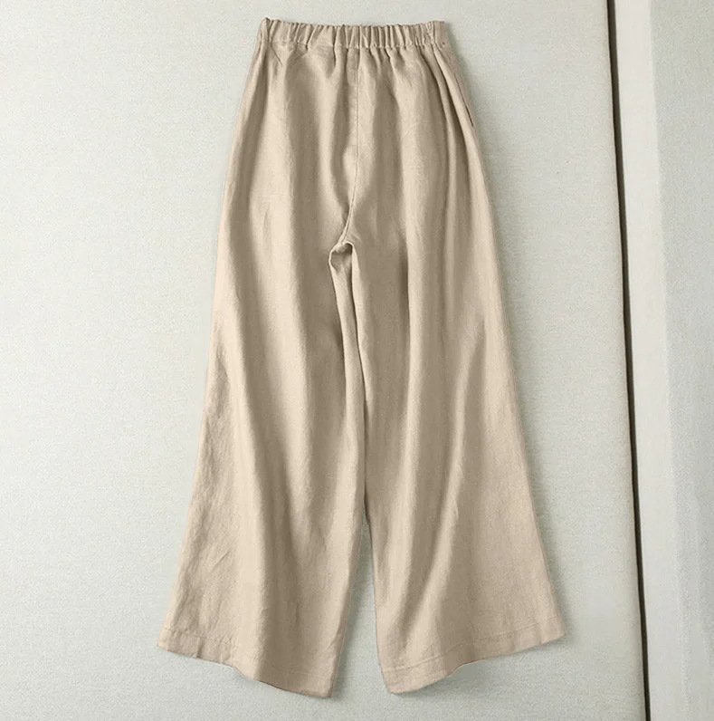 Women's Trousers Straight Pants Daily Going Out Casual Cotton And Linen Ethnic Spring/Fall Pants