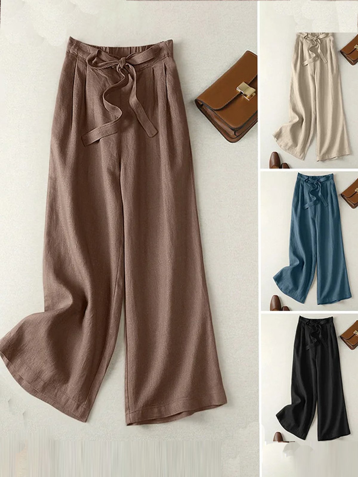 Women's Trousers Straight Pants Daily Going Out Casual Cotton And Linen Ethnic Spring/Fall Pants