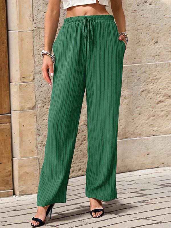 Women Plain Long Elastic Waist Pant Casual Spring/Fall Trousers