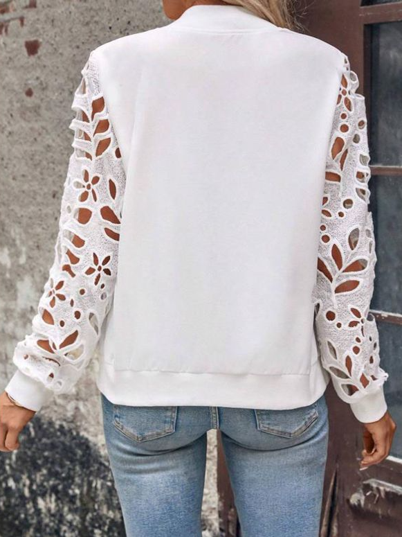 Women's Spring/Fall Outerwear Casual Lace Color Block Long Sleeve Jacket