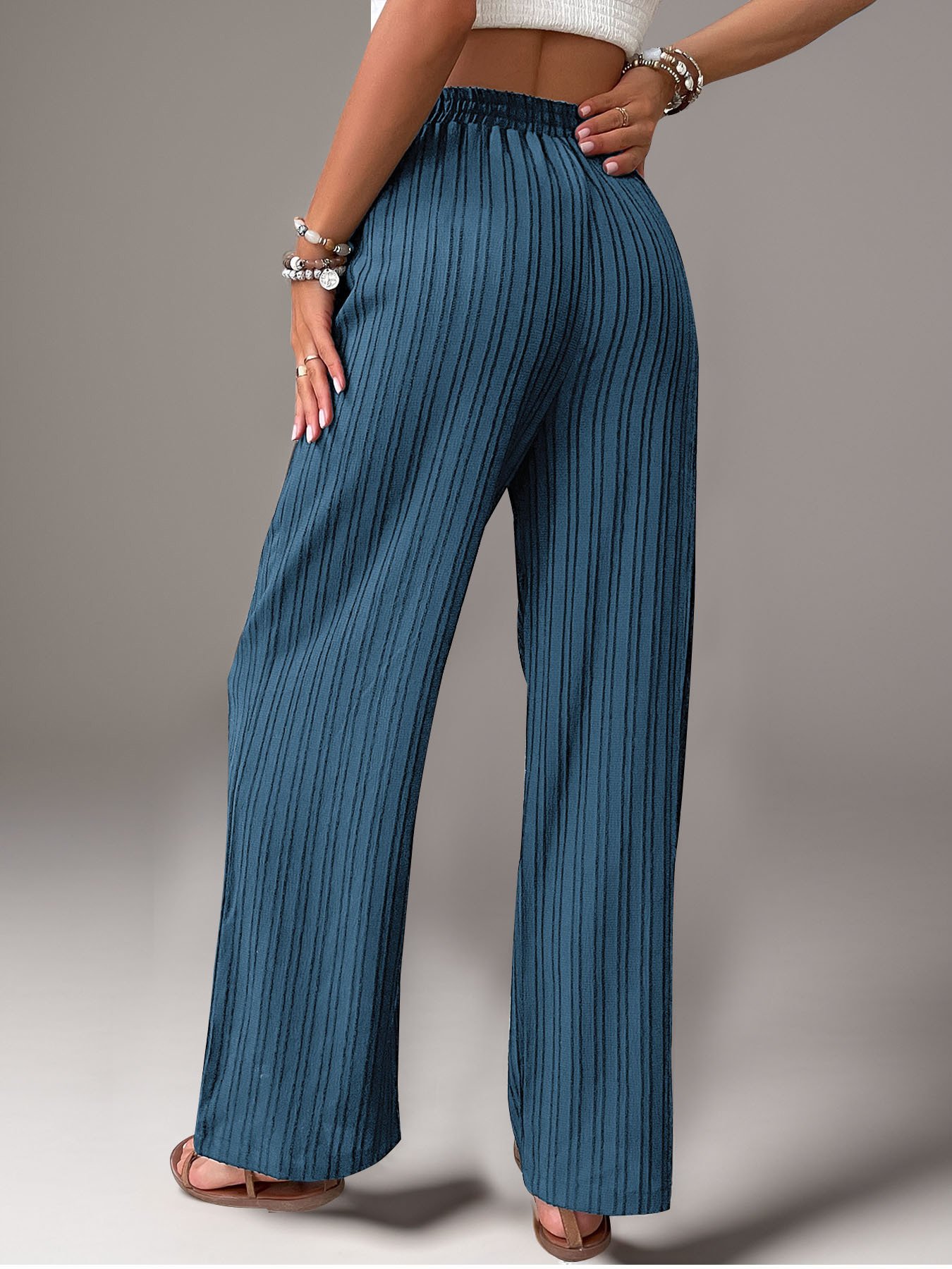 Women Plain Long Elastic Waist Pant Casual Spring/Fall Trousers