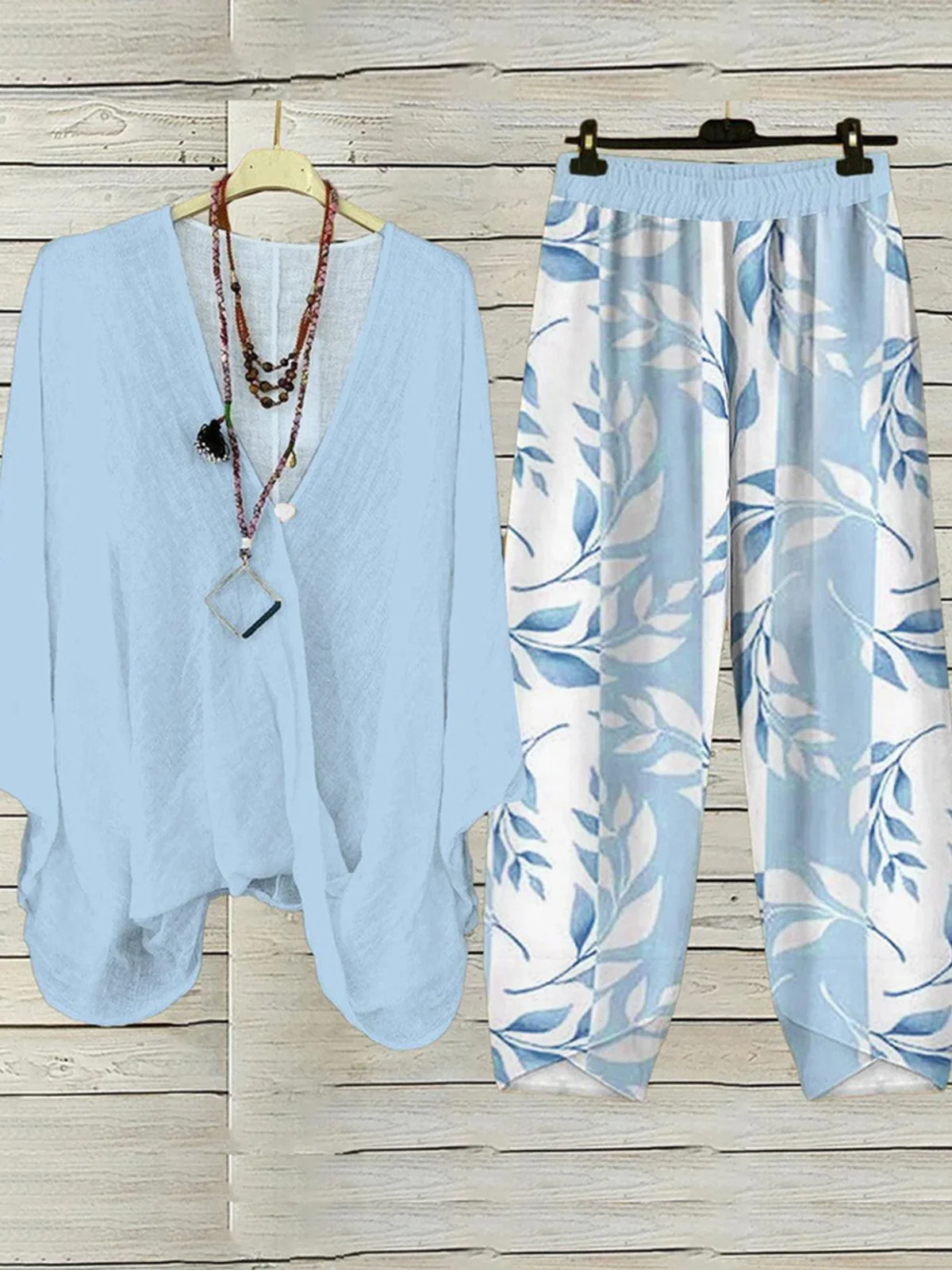 Women's Floral Daily Going Out Two Piece Set Three Quarter Sleeve Casual Spring/Fall Top With Pants Matching Set