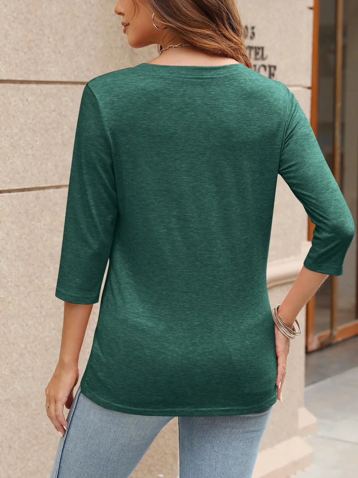 Women's Long Sleeve Blouse Spring/Fall Plain V Neck Daily Going Out Casual Top