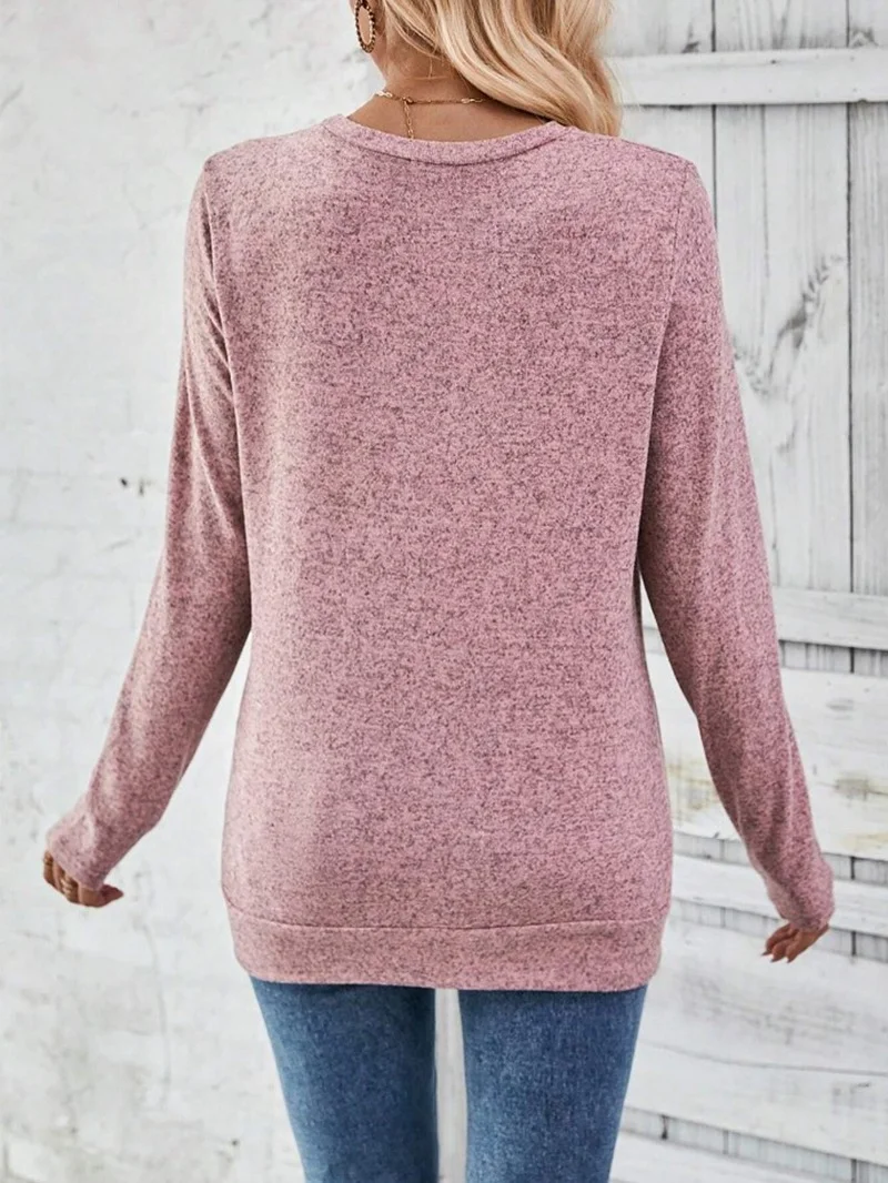 Women's Long Sleeve Blouse Spring/Fall Plain Zipper Jersey Crew Neck Daily Going Out Casual Top