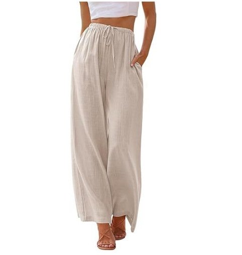 Women's Elastic Waist H-Line Straight Pants Daily Going Out Pants Casual Plain Spring/Fall Pants