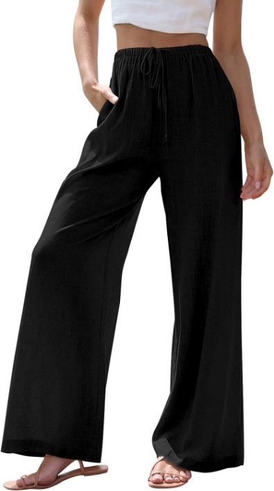 Women's Elastic Waist H-Line Straight Pants Daily Going Out Pants Casual Plain Spring/Fall Pants