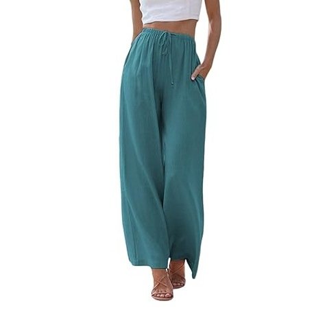 Women's Elastic Waist H-Line Straight Pants Daily Going Out Pants Casual Plain Spring/Fall Pants